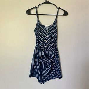 Caution To The Wind Women's Striped Jumpsuit Blue Size S Casual Summer